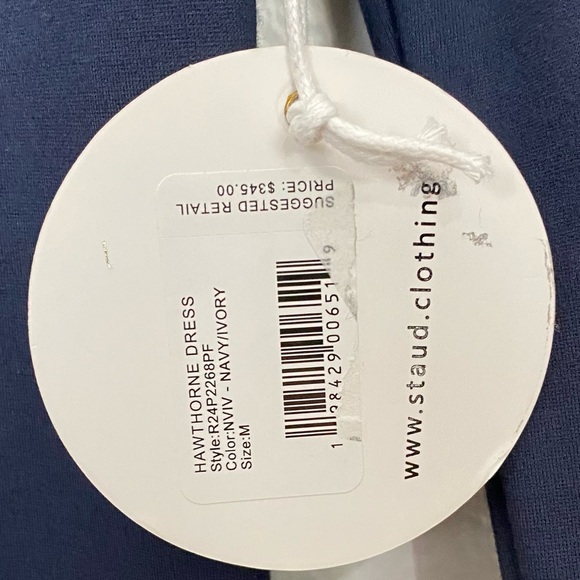 Staud Hawthorne Dress Navy Blue Taffeta - Picture 11 of 11